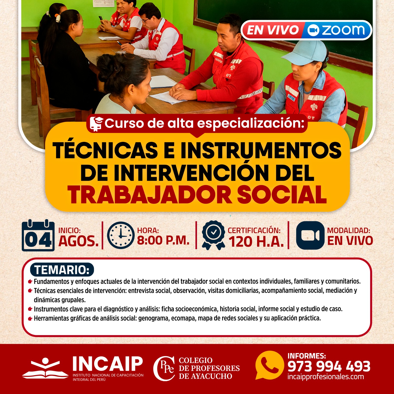 TÉCNICAS E INSTRUMENTOS DE INTERVENCIÓN DEL TRABAJADOR SOCIAL  120 H.A.