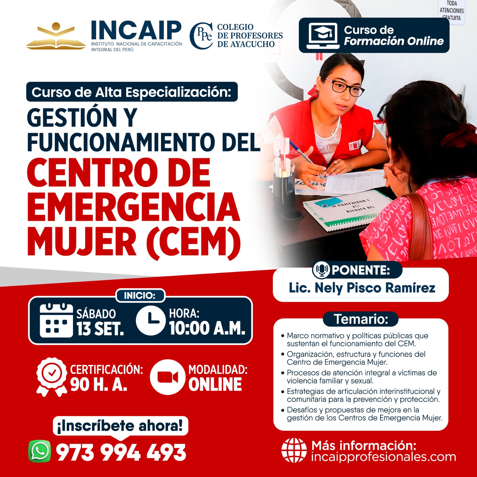 GESTIÓN Y FUNCIONAMIENTO DEL CENTRO DE EMERGENCIA MUJER (CEM) 90 H.A.