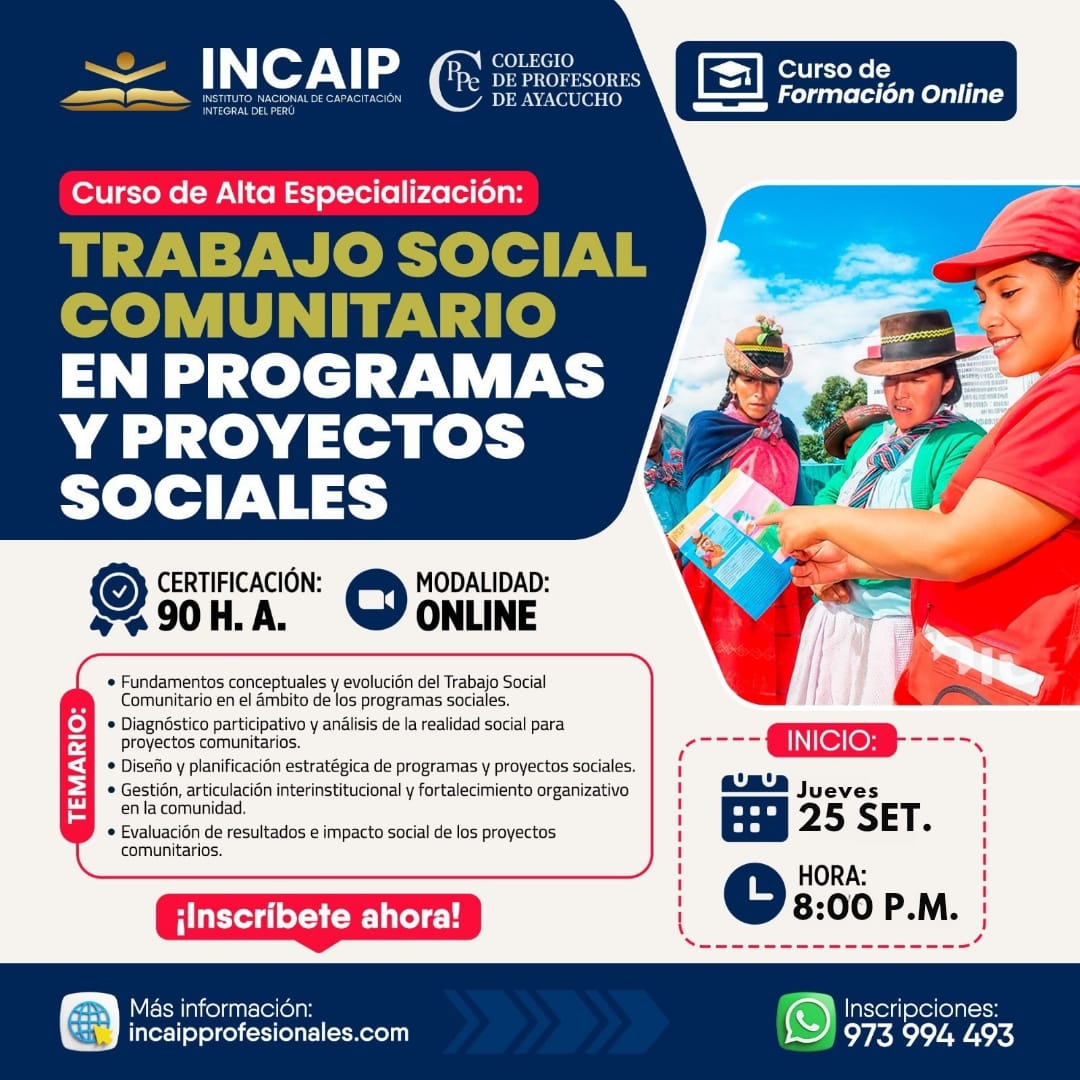 TRABAJO SOCIAL COMUNITARIO EN PROGRAMAS Y PROYECTOS SOCIALES 90 H.A ...