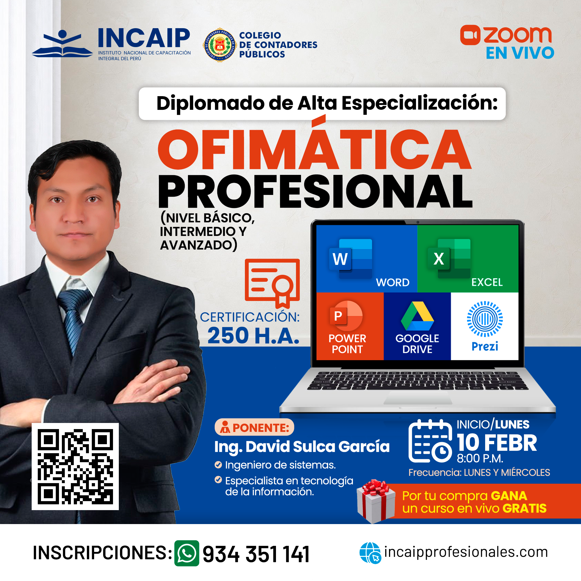 Diplomado de Alta Especialización: OFIMÁTICA PROFESIONAL (NIVEL BÁSICO, INTERMEDIO Y AVANZADO) - 300 H.A.