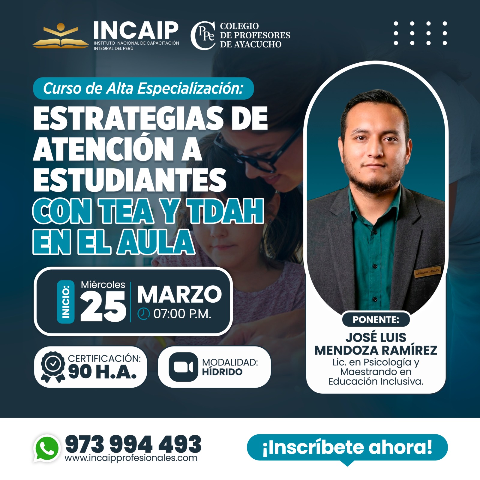 ESTRATEGIAS DE ATENCIÓN A ESTUDIANTES CON TEA Y TDAH EN EL AULA 90 H.A. 2026