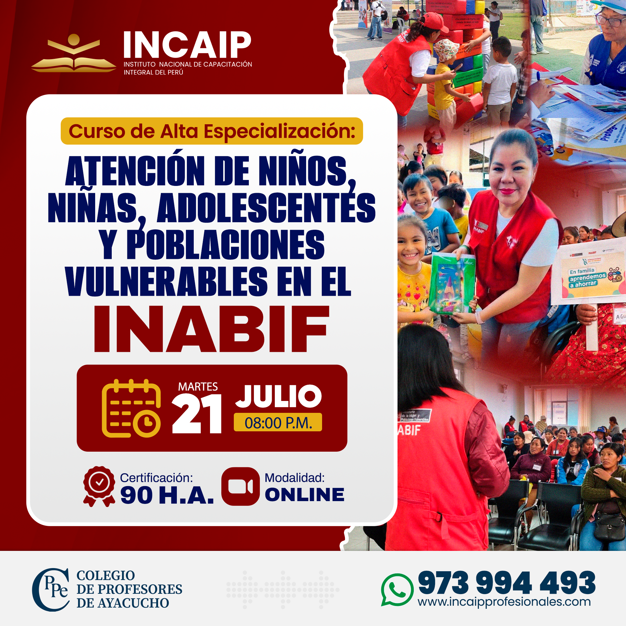 ATENCIÓN DE NIÑOS, NIÑAS, ADOLESCENTES Y POBLACIONES VULNERABLES – INABIF 90 H.A. 2026 - III