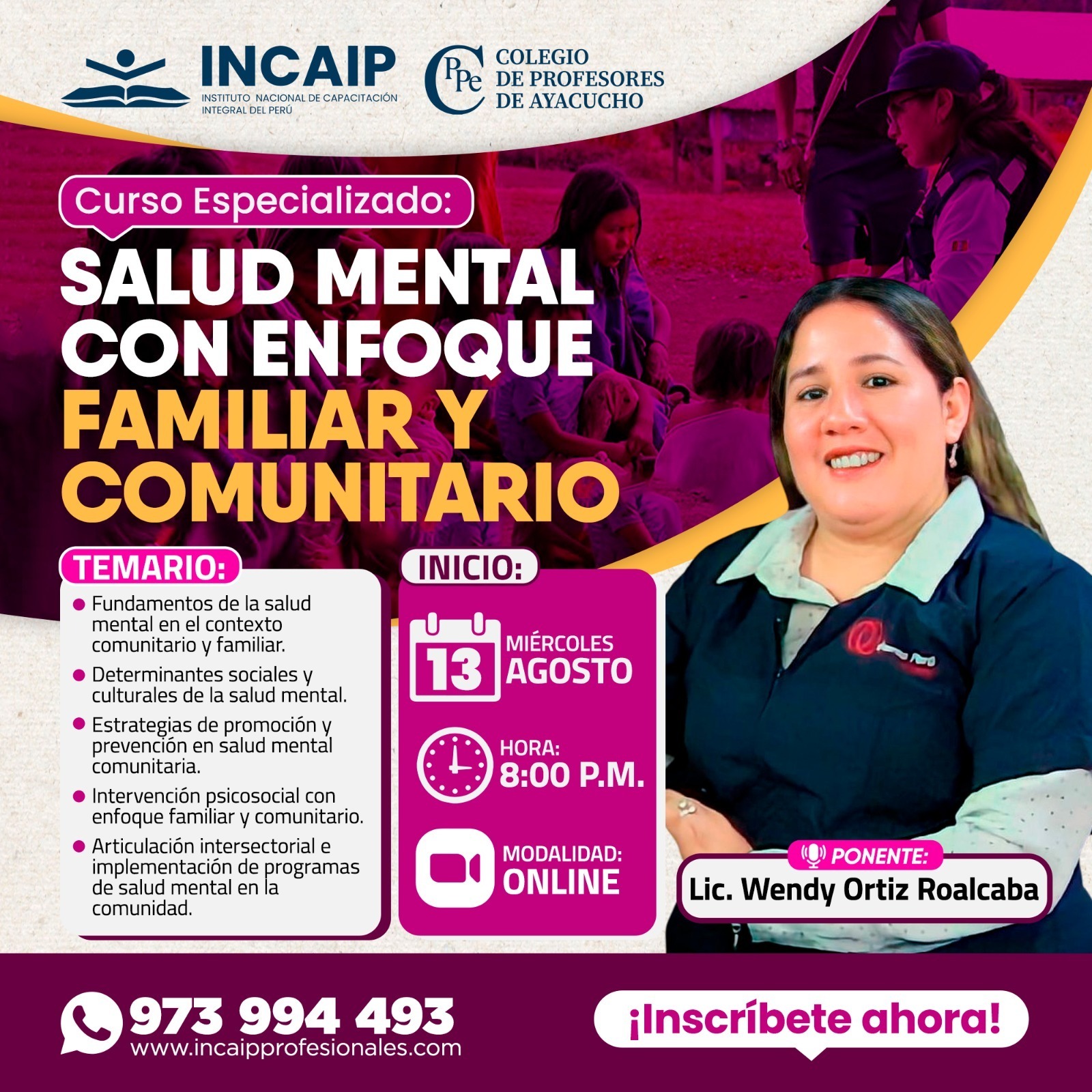SALUD MENTAL CON ENFOQUE FAMILIAR Y COMUNITARIO 90 H.A 2026