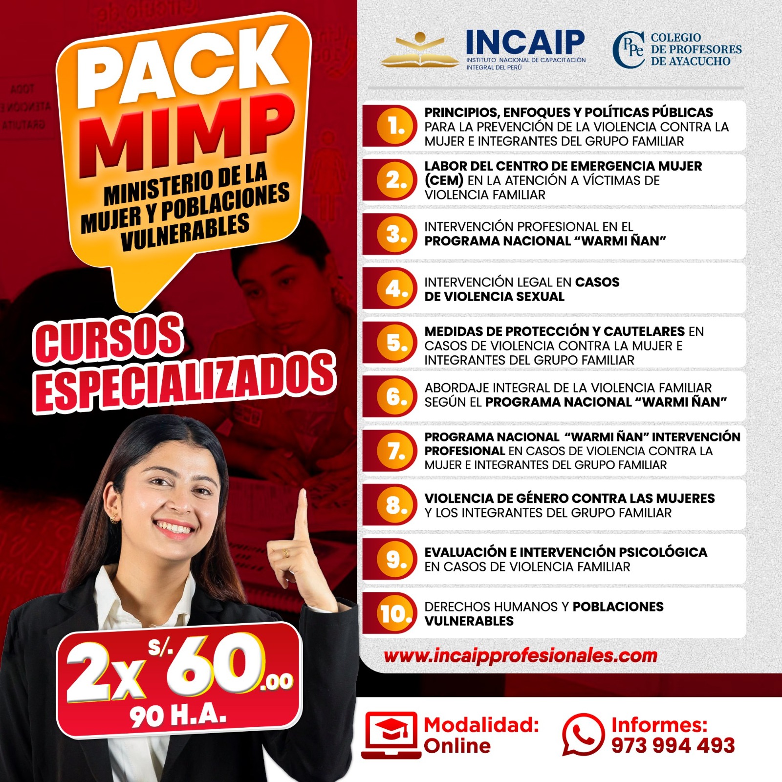 EVALUACIÓN E INTERVENCIÓN PSICOLÓGICA EN CASOS DE VIOLENCIA FAMILIAR 90 H.A. 2026