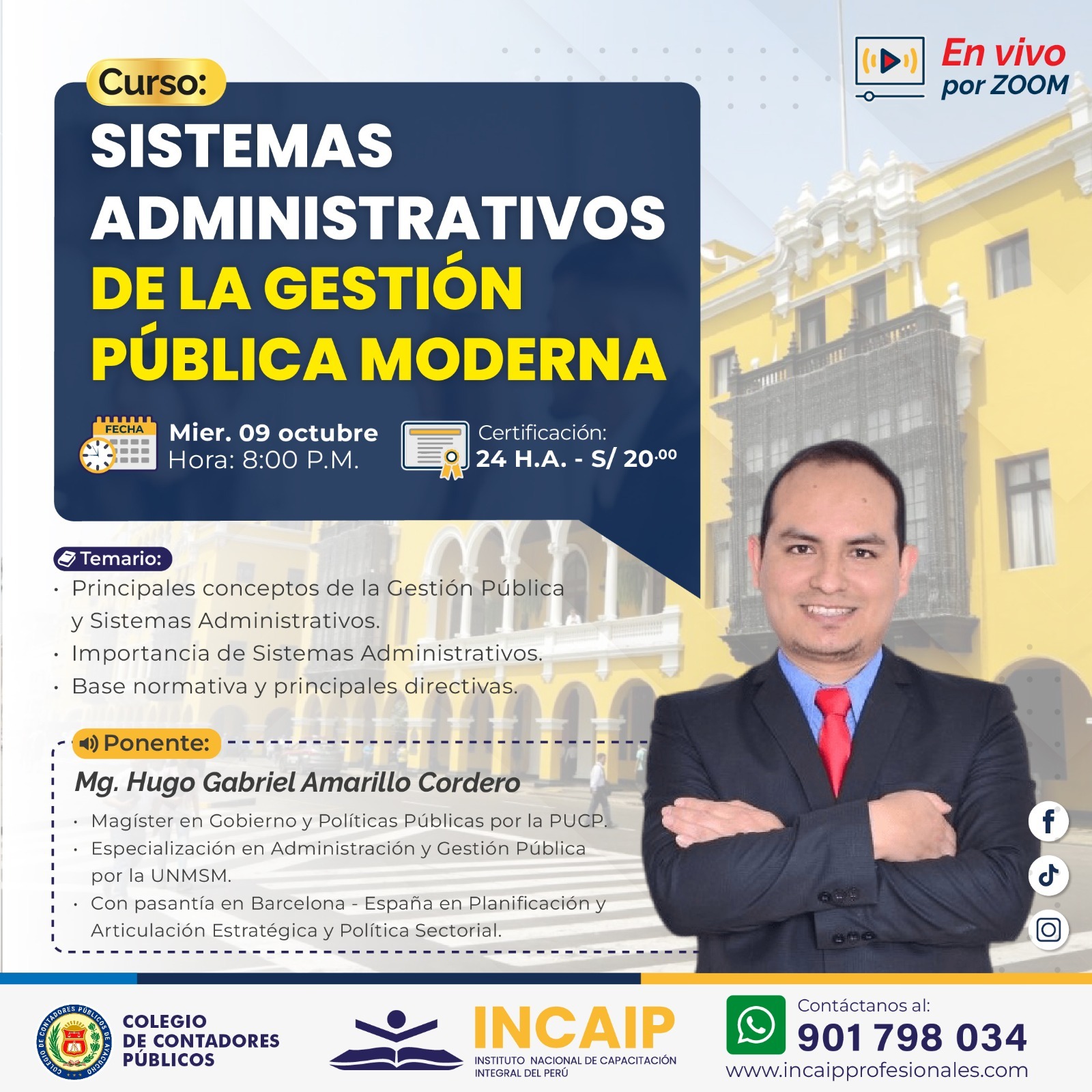 Curso: SISTEMAS ADMINISTRATIVOS DE LA GESTIÓN PÚBLICA MODERNA