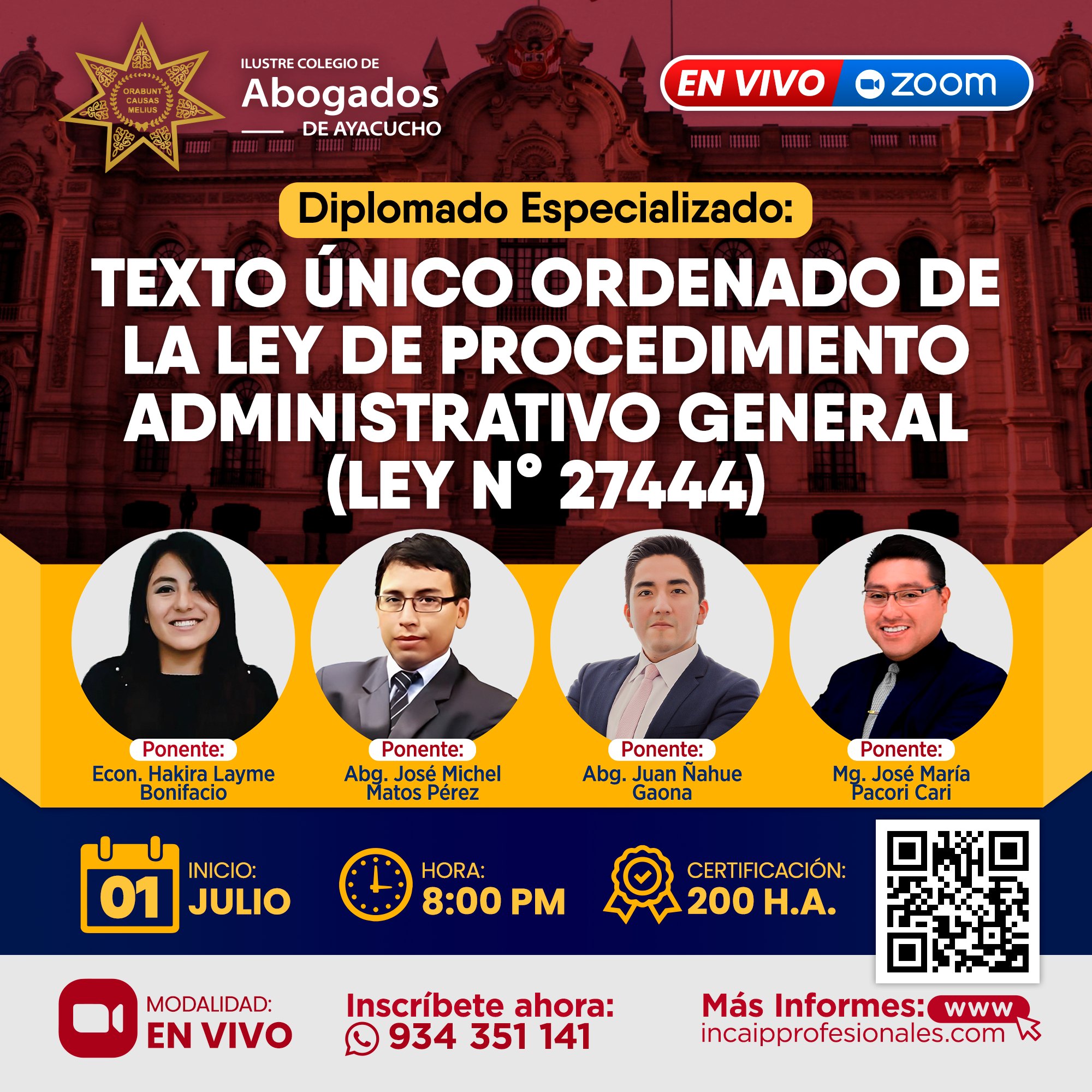 Diplomado Especializado: TEXTO ÚNICO ORDENADO DE LA LEY DE PROCEDIMIENTO ADMINISTRATIVO GENERAL (LEY N° 27444) - ICAA