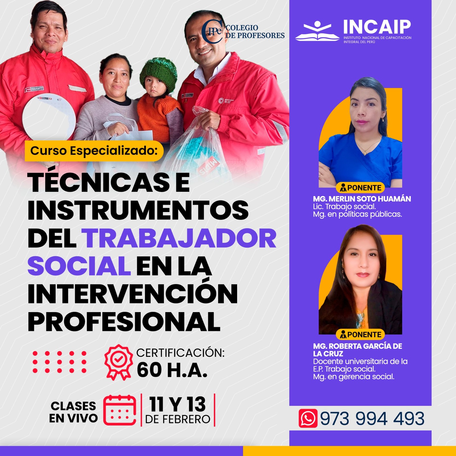 TÉCNICAS E INSTRUMENTOS DEL TRABAJADOR SOCIAL EN LA INTERVENCIÓN PROFESIONAL 60 H.A.